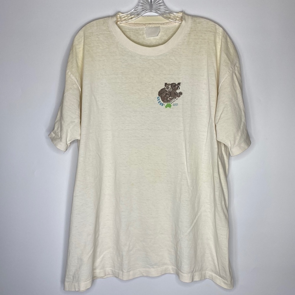 Vintage Guess 1989 Down Under Koala Australia Off White Tshirt XL - Picture 2 of 9